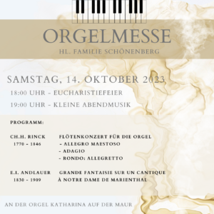 Einladung zur Orgelmesse: 14.10.23