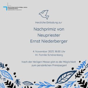 Einladung zur Nachprimiz & Primizsegen in Schönenberg: 4.11.2023